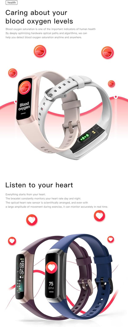 Fitness Tracker for Women Men (Gold+Pink), Calorie Fitness Tracker Watch Music, Fitness Step Tracker for Women Compatible with Iphone and Android Waterproof