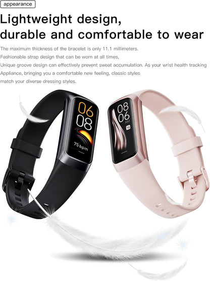 Fitness Tracker for Women Men (Gold+Pink), Calorie Fitness Tracker Watch Music, Fitness Step Tracker for Women Compatible with Iphone and Android Waterproof