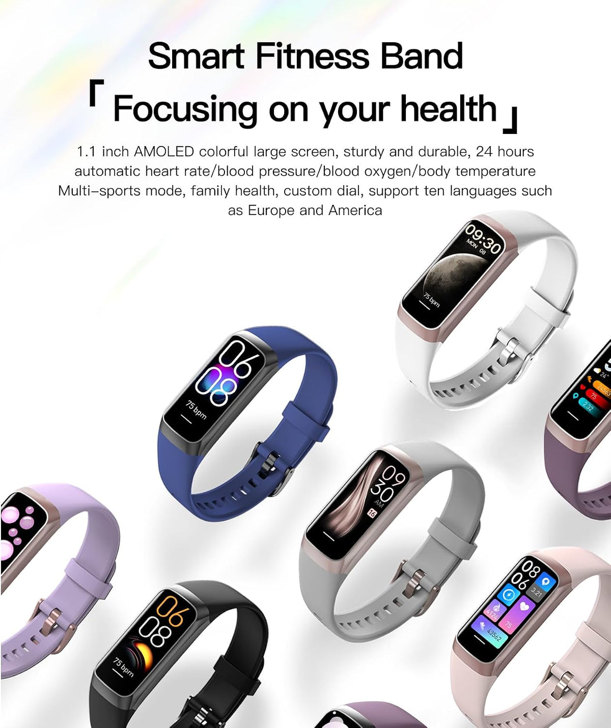 Fitness Tracker for Women Men (Gold+Pink), Calorie Fitness Tracker Watch Music, Fitness Step Tracker for Women Compatible with Iphone and Android Waterproof